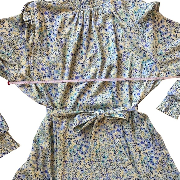 The All Dressed Up Mock Neck Dress Painted Floral in Slate & Powder Size M - Picture 9 of 16